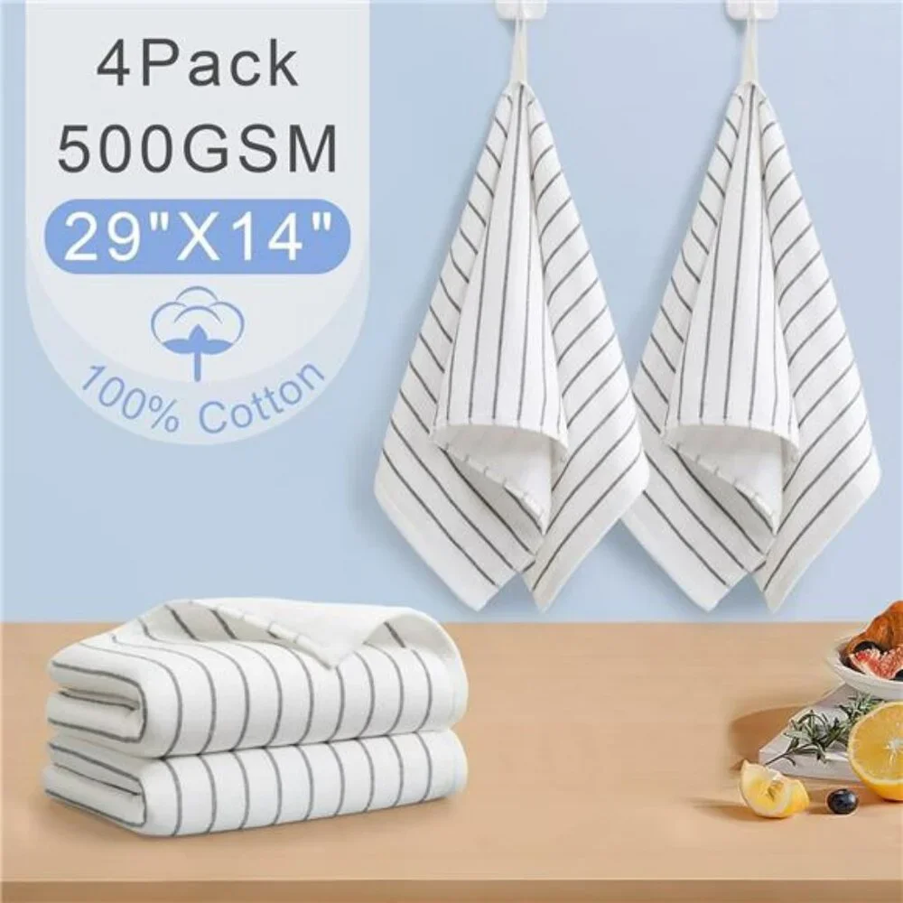 Cotton Hand Towels 4 Pack Soft Absorbent Quick Dry Bathroom Face Guest Spa Gray